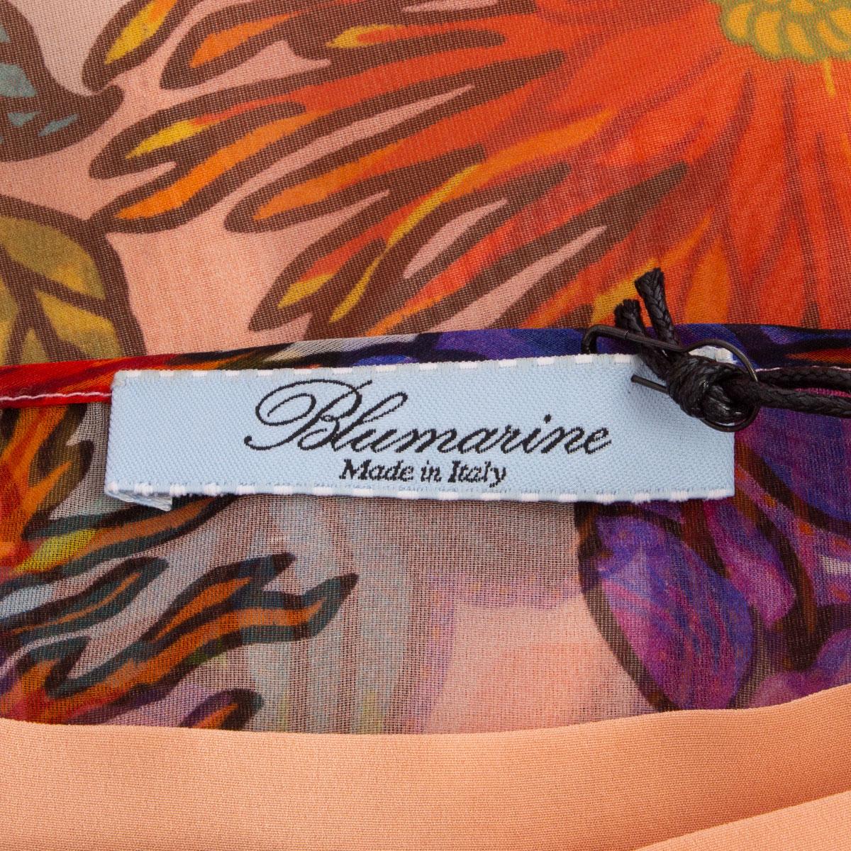 BLUMARINE Mini robe en soie multicolore façon empiècement floral, taille XS en vente 1