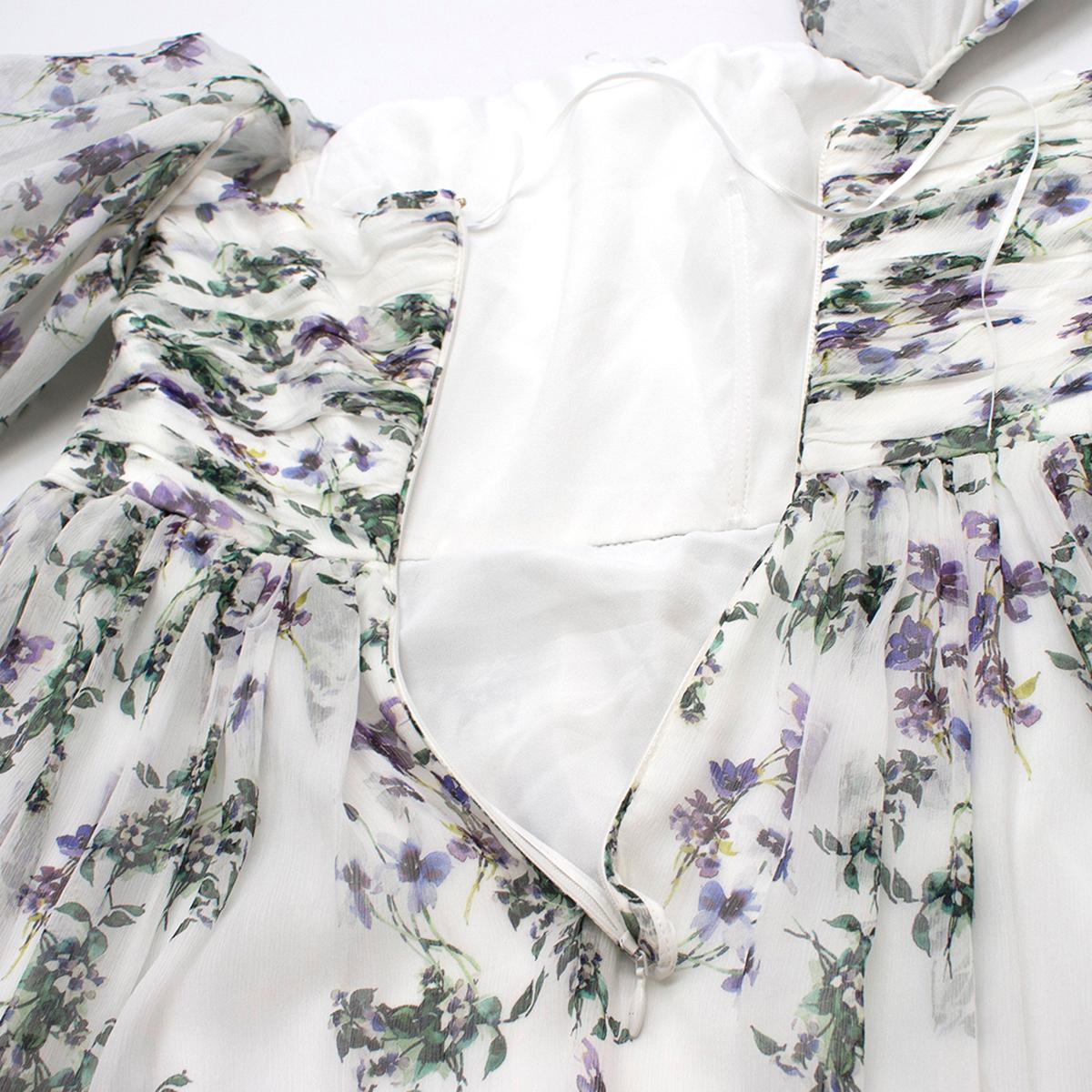 Gray Blumarine off-the-shoulder floral silk-chiffon gown US 2