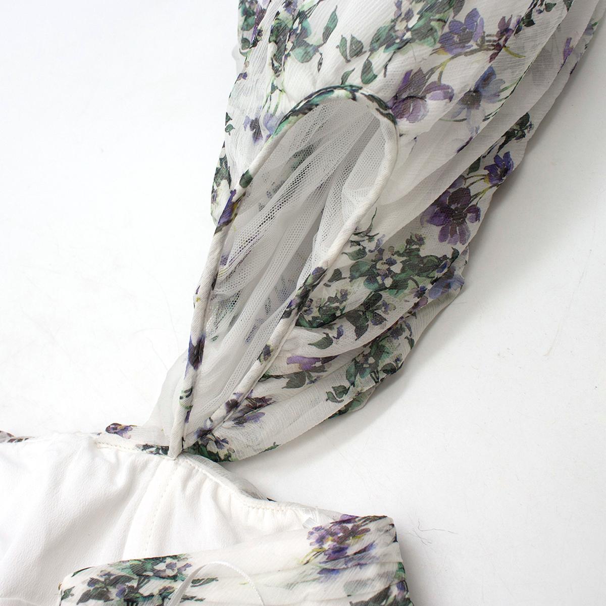 Blumarine off-the-shoulder floral silk-chiffon gown US 2 In New Condition In London, GB