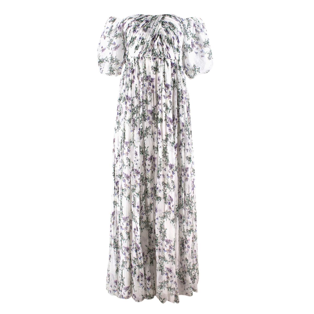 Blumarine off-the-shoulder floral silk-chiffon gown US 2
