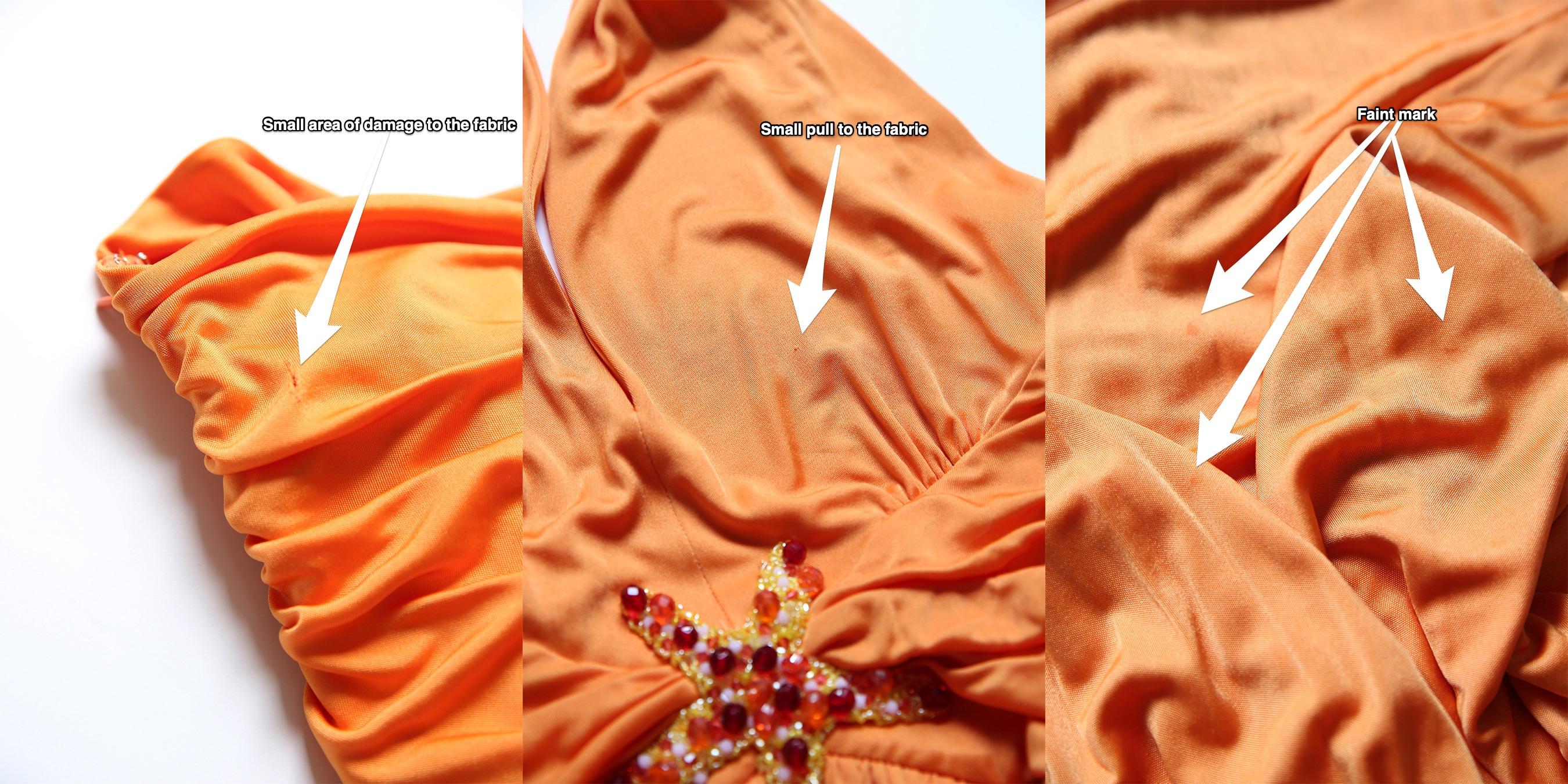 Blumarine orange embellished cut out plunging halter neck backless maxi dress For Sale 11