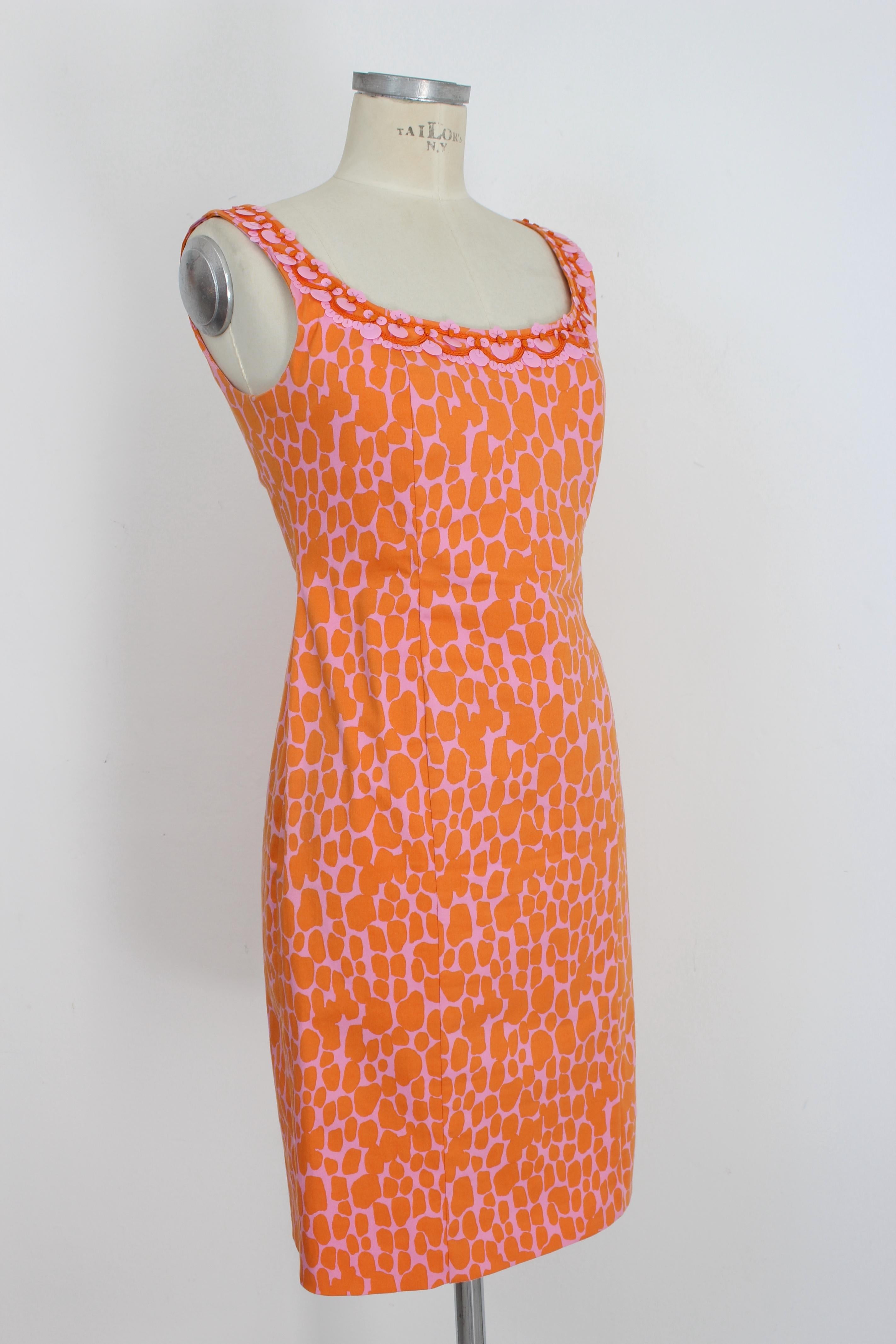 Blumarine Orange Spotted Sheath Dress In Excellent Condition In Brindisi, Bt