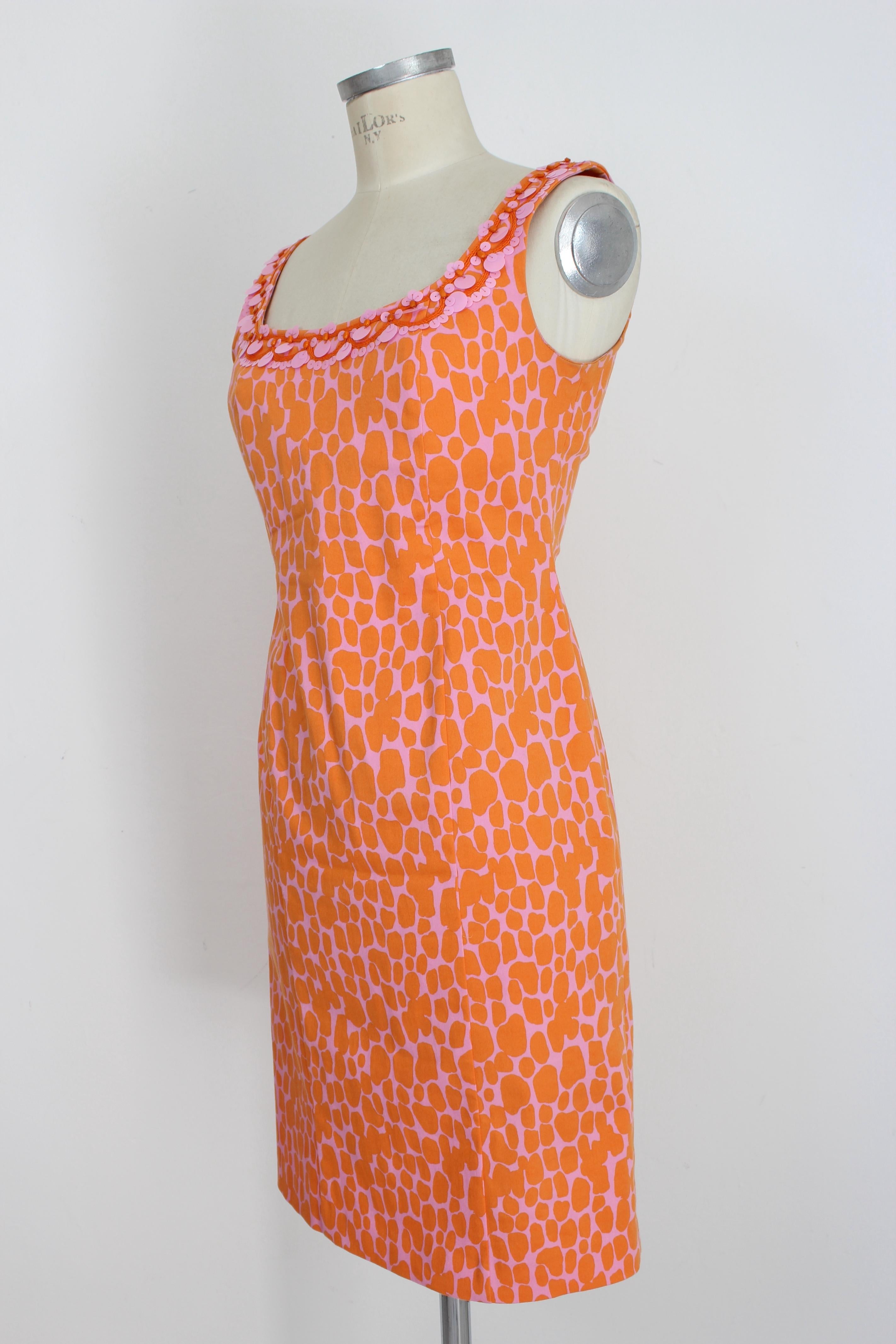 Women's Blumarine Orange Spotted Sheath Dress