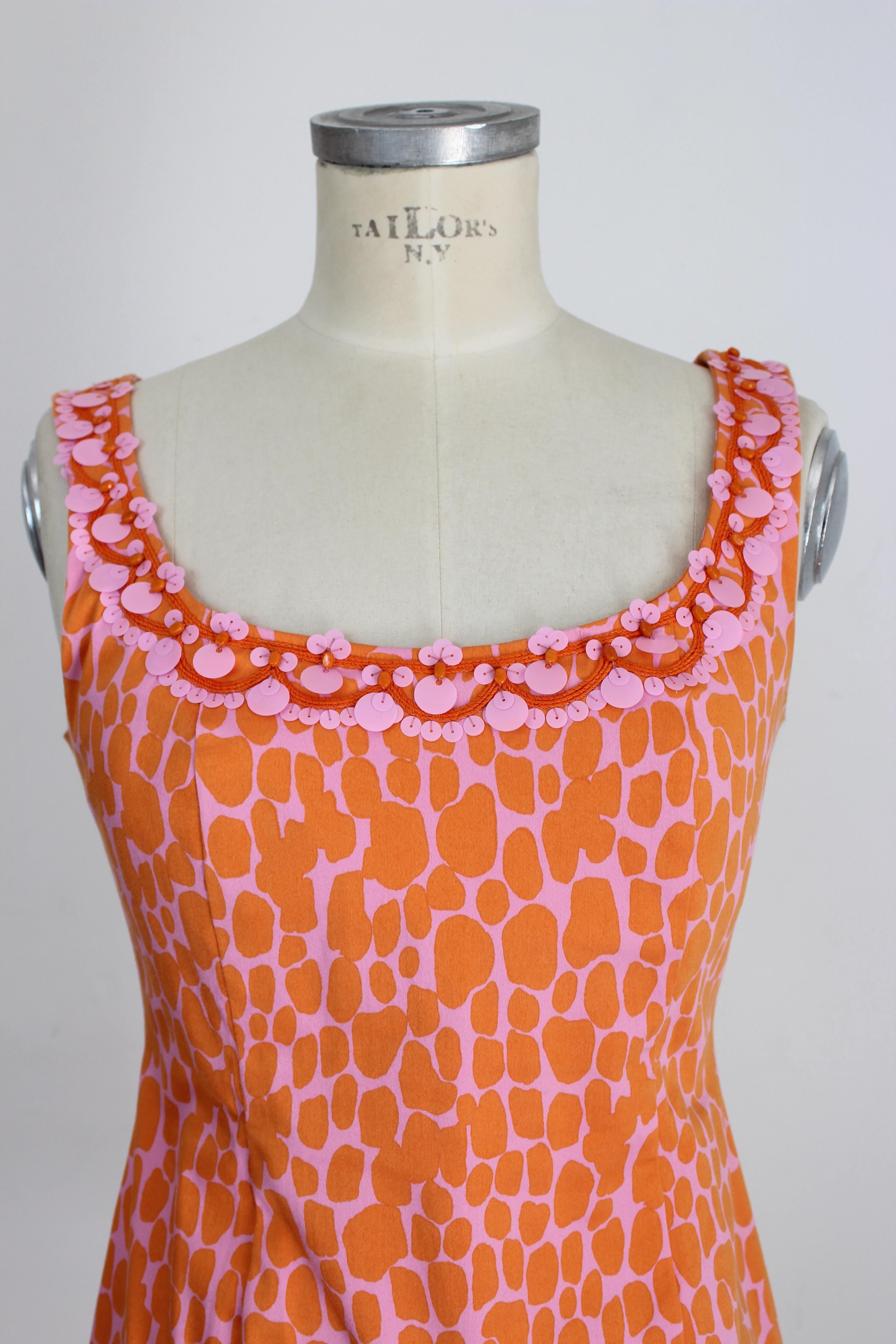 Blumarine Orange Spotted Sheath Dress 1
