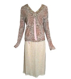 Blumarine Pink Animal Print Sequined 3-Piece Ensemble