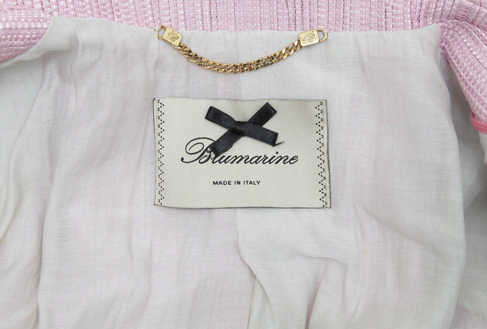 BLUMARINE Giacca Blazer Rosa Manica Lunga Seta Bianca Tasche in Pizzo Gancio e Occhio I 44 in vendita 1