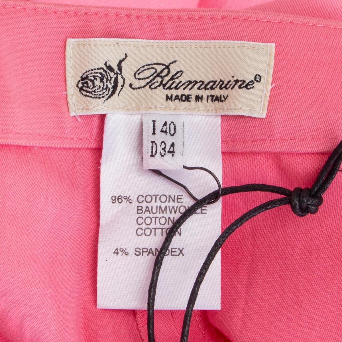 BLUMARINE pink cotton STRAIGHT LEG Pants 40 S In Excellent Condition For Sale In Zürich, CH