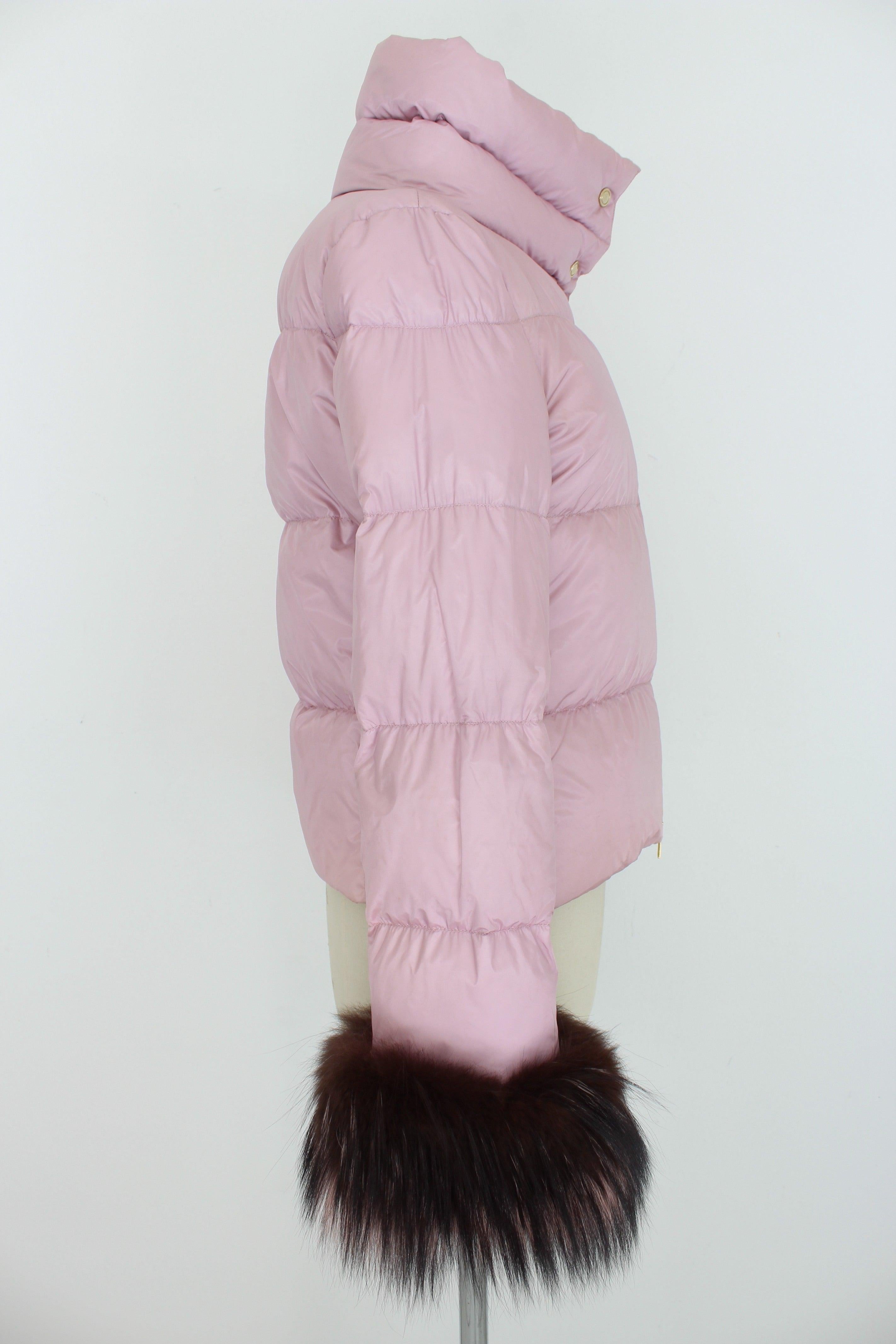 Purple Blumarine Pink Fox Fur Goose Down Padded Jacket 2000s