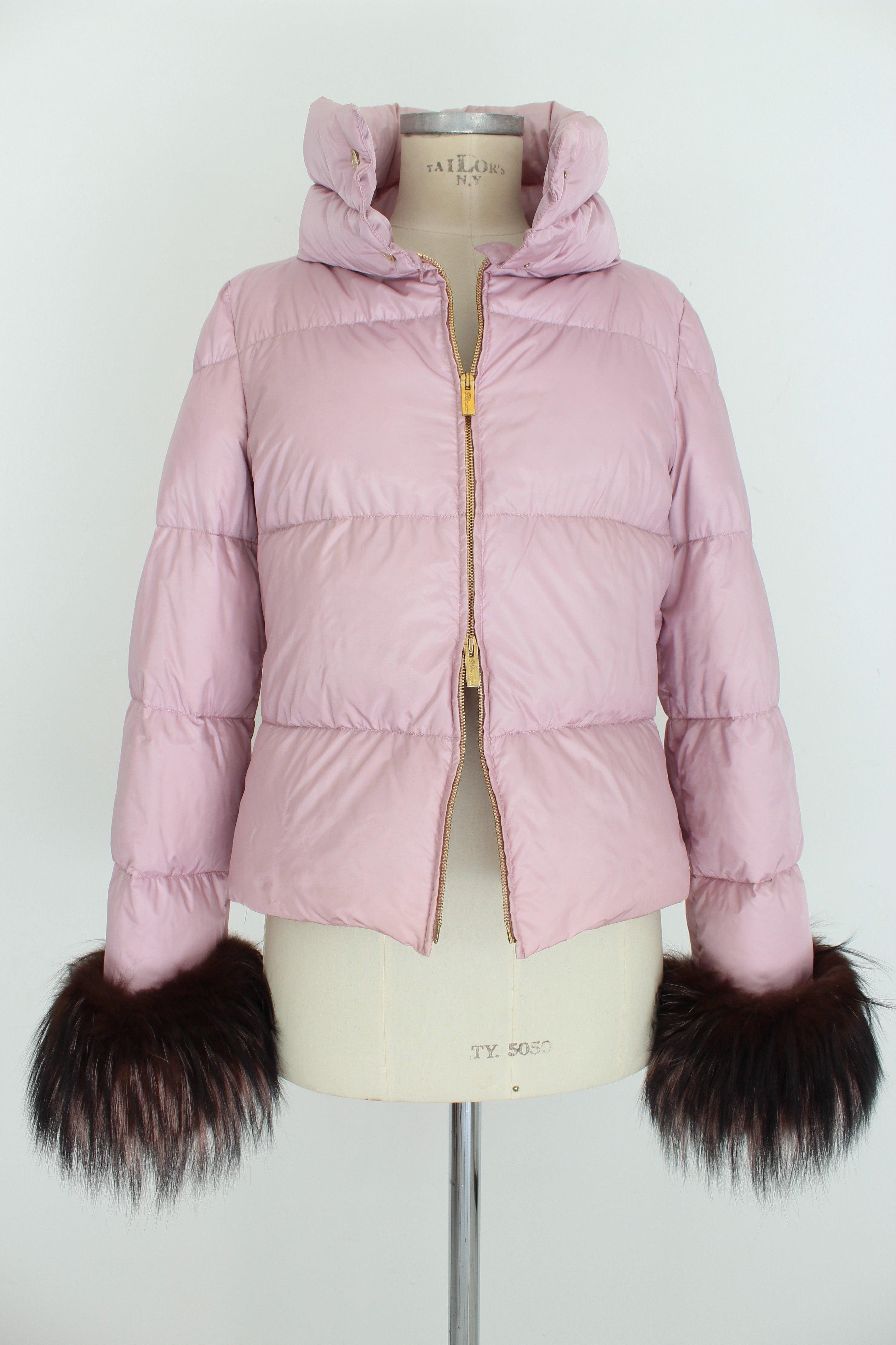 Blumarine Pink Fox Fur Goose Down Padded Jacket 2000s 1