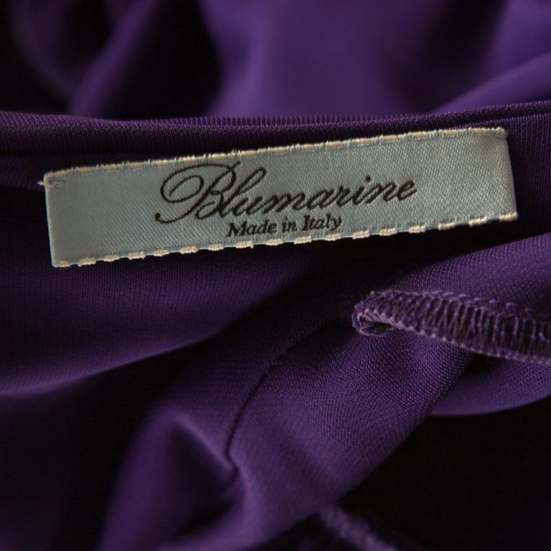 Blumarine Purple Embellished Draped Halter Gown S 1