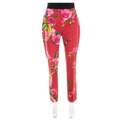 Blumarine Red Pantaloni dritti in cotone con stampa floreale M. I.