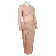 Blumarine Ruched Nude Mesh Runway Dress S/S 2024, With Original Tag IT38