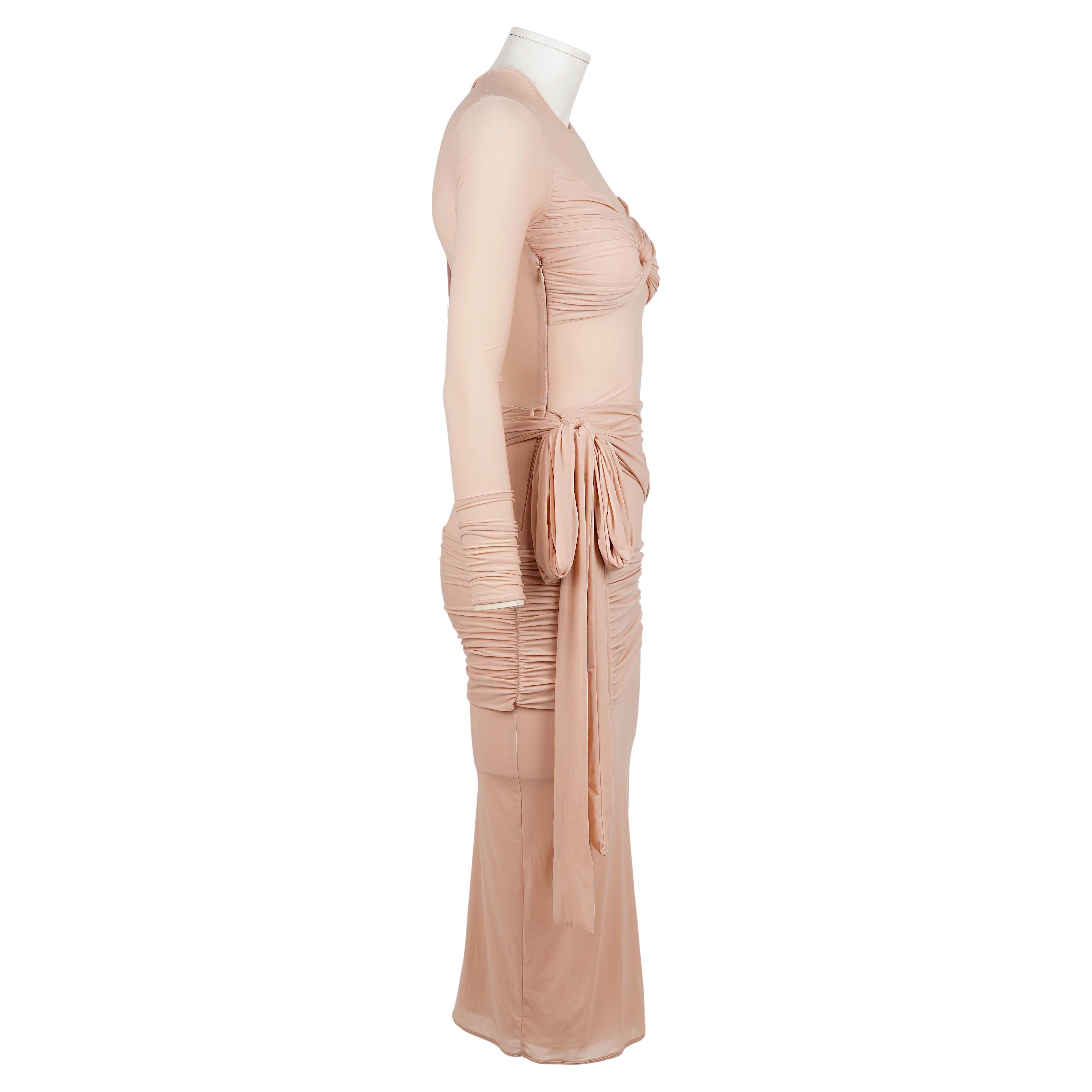 Blumarine Gerafftes Nude Mesh Laufstegkleid - Frühling/Sommer 2024, mit Originaletikett im Zustand „Hervorragend“ im Angebot in Berlin, DE