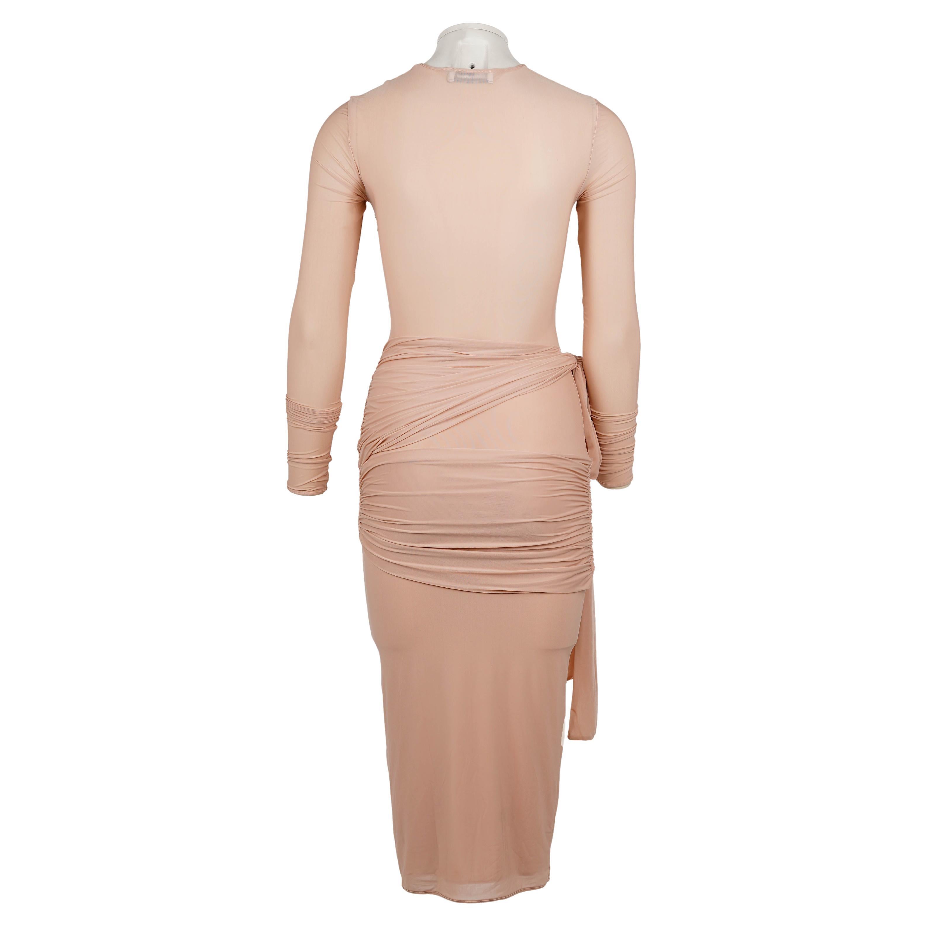 Blumarine Gerafftes Nude Mesh Laufstegkleid - Frühling/Sommer 2024, mit Originaletikett im Angebot 3