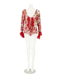 Blumarine S/S 2002 Floral Multicolour Silk Blouse Top