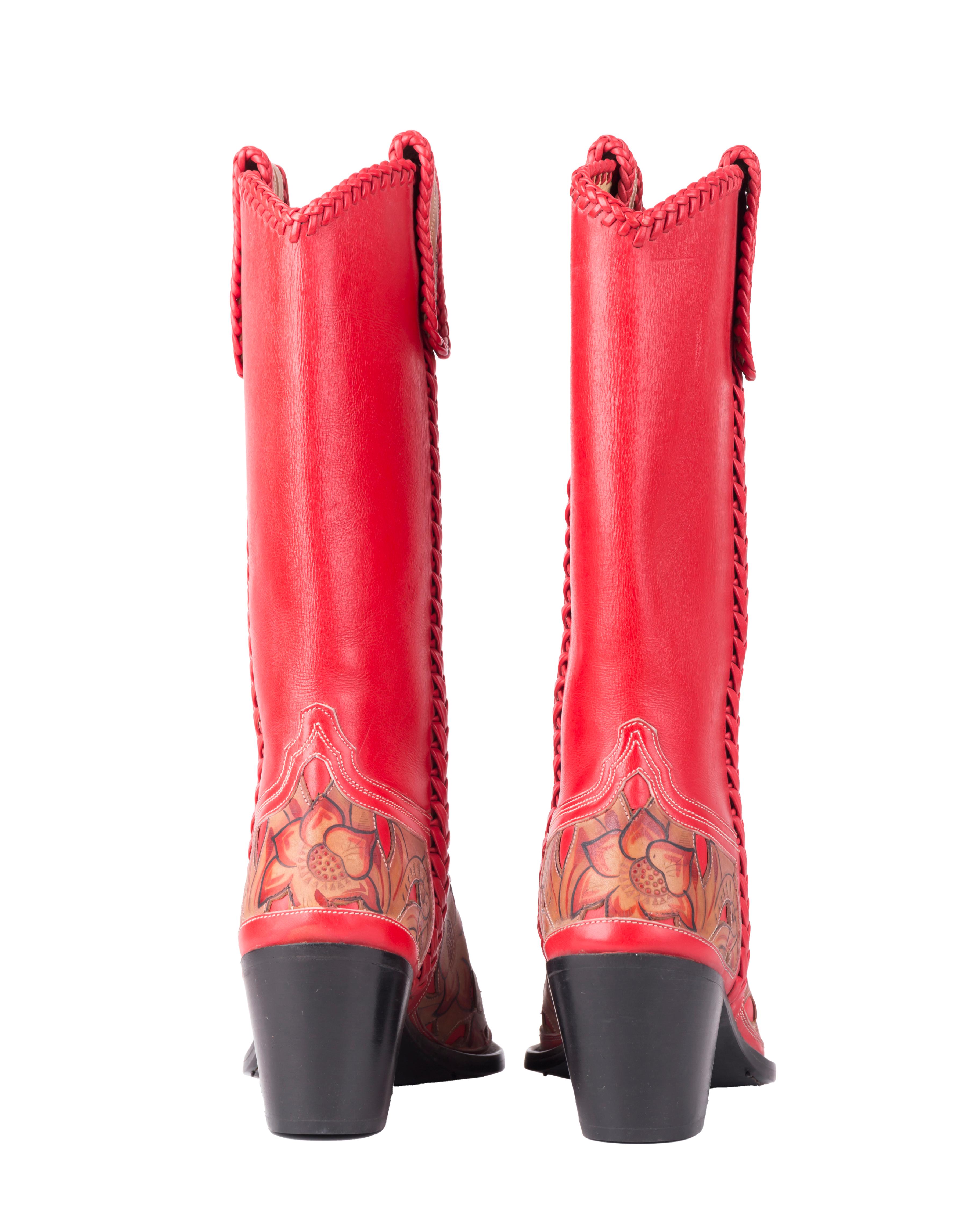 black and red cowboy boots