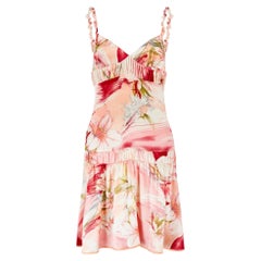 Blumarine S/S 2004 Vestido de seda con volante floral rosa