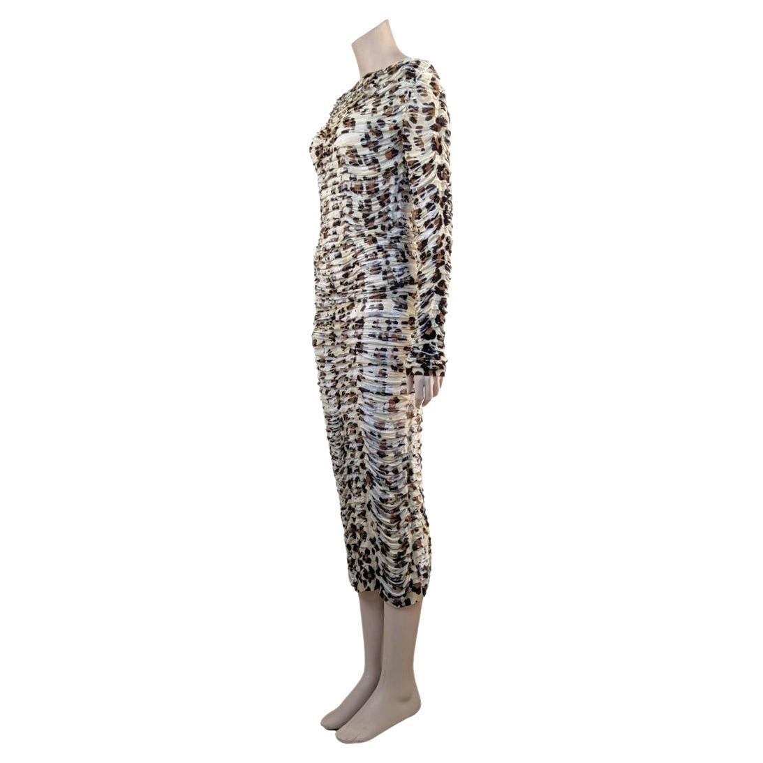 Blumarine S/S 2011 Runway Pleated Fluid Animal Print Dress In Excellent Condition For Sale In GOUVIEUX, FR