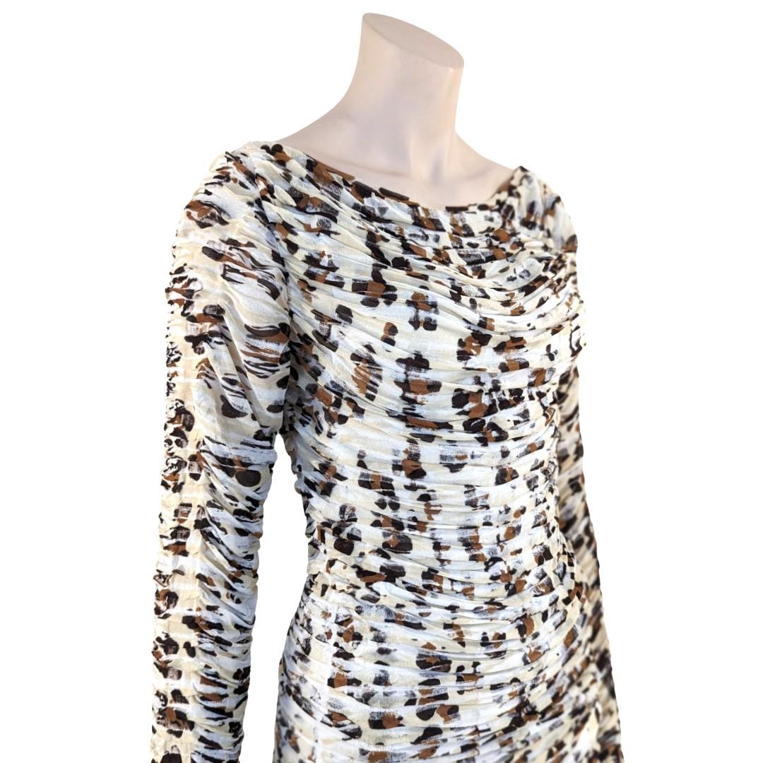 Blumarine S/S 2011 Runway Pleated Fluid Animal Print Dress For Sale 3