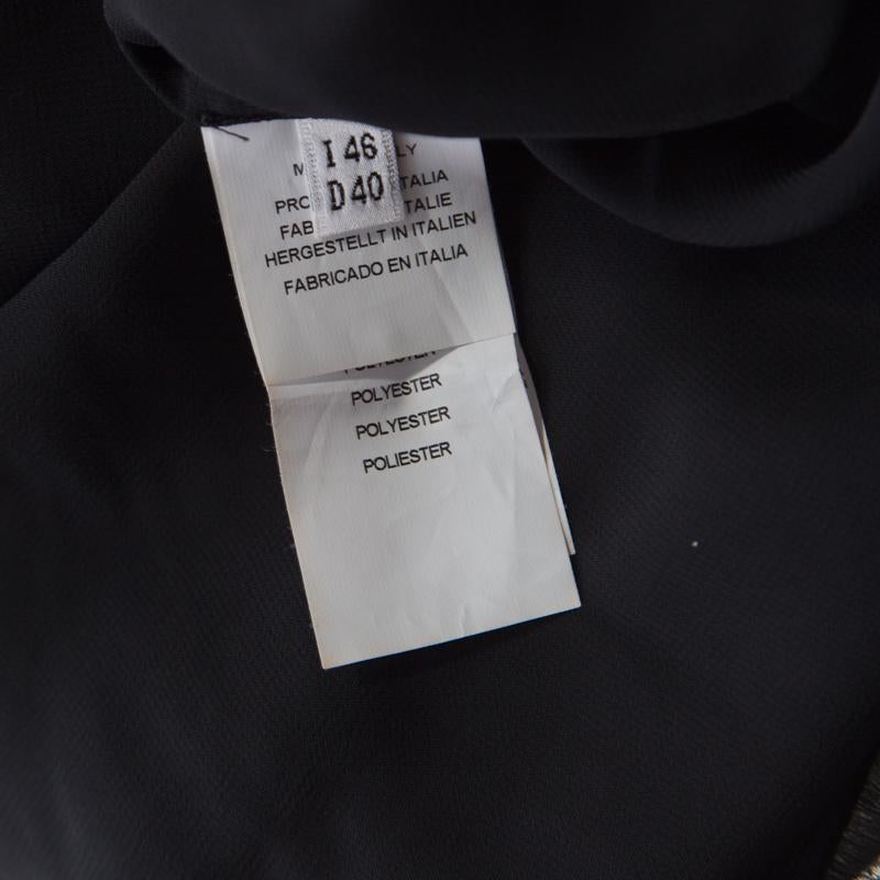 Blumarine - Chemisier à manches cape en crêpe noir transparent bordé de perles L Excellent état - En vente à Dubai, Al Qouz 2