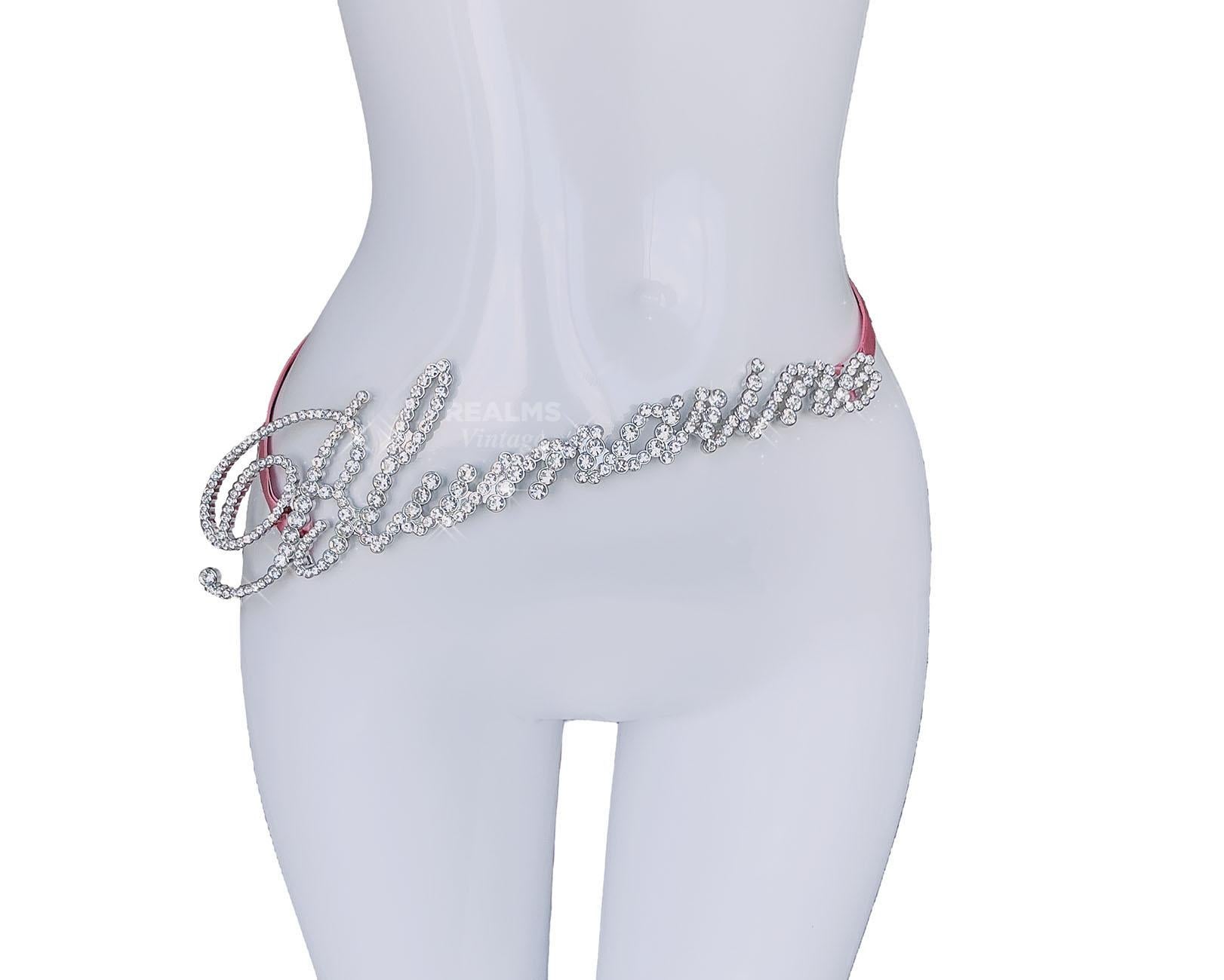Blumarine Showstopper Logo Belt Stunning Cystal Rhinestone  For Sale 2