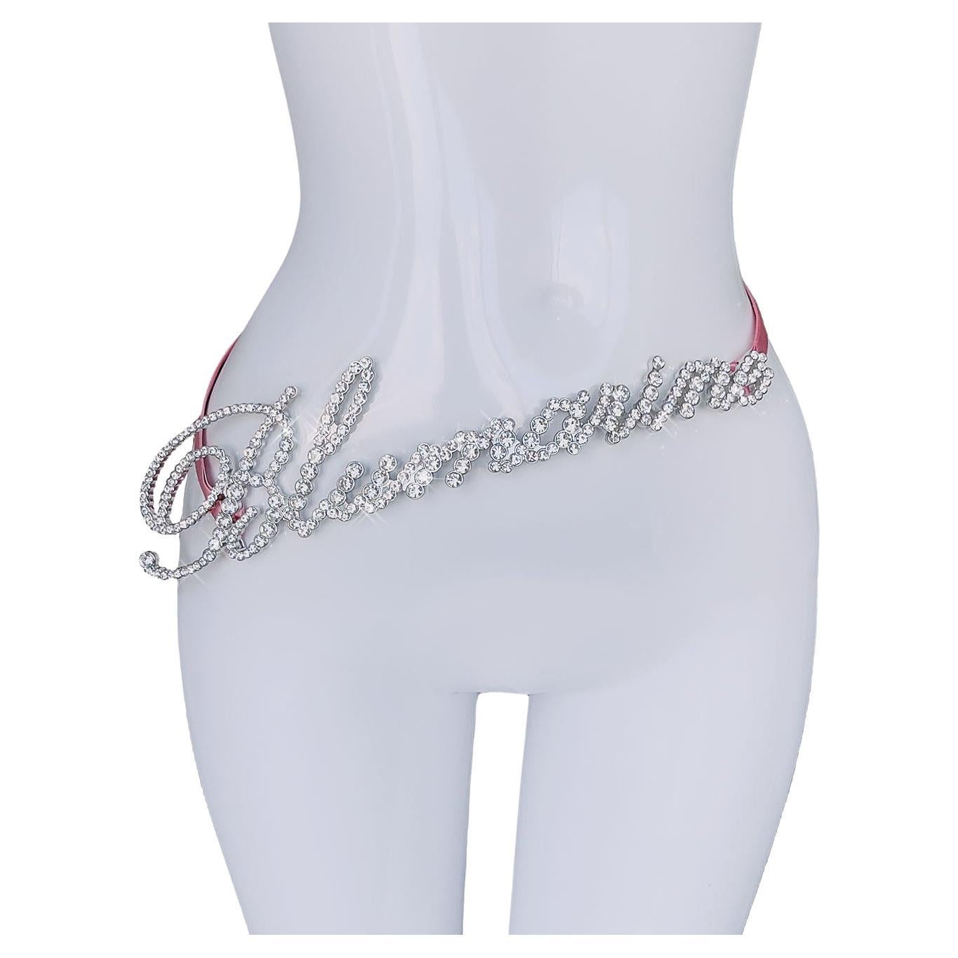 Blumarine Showstopper Logo Belt Stunning Cystal Rhinestone For Sale