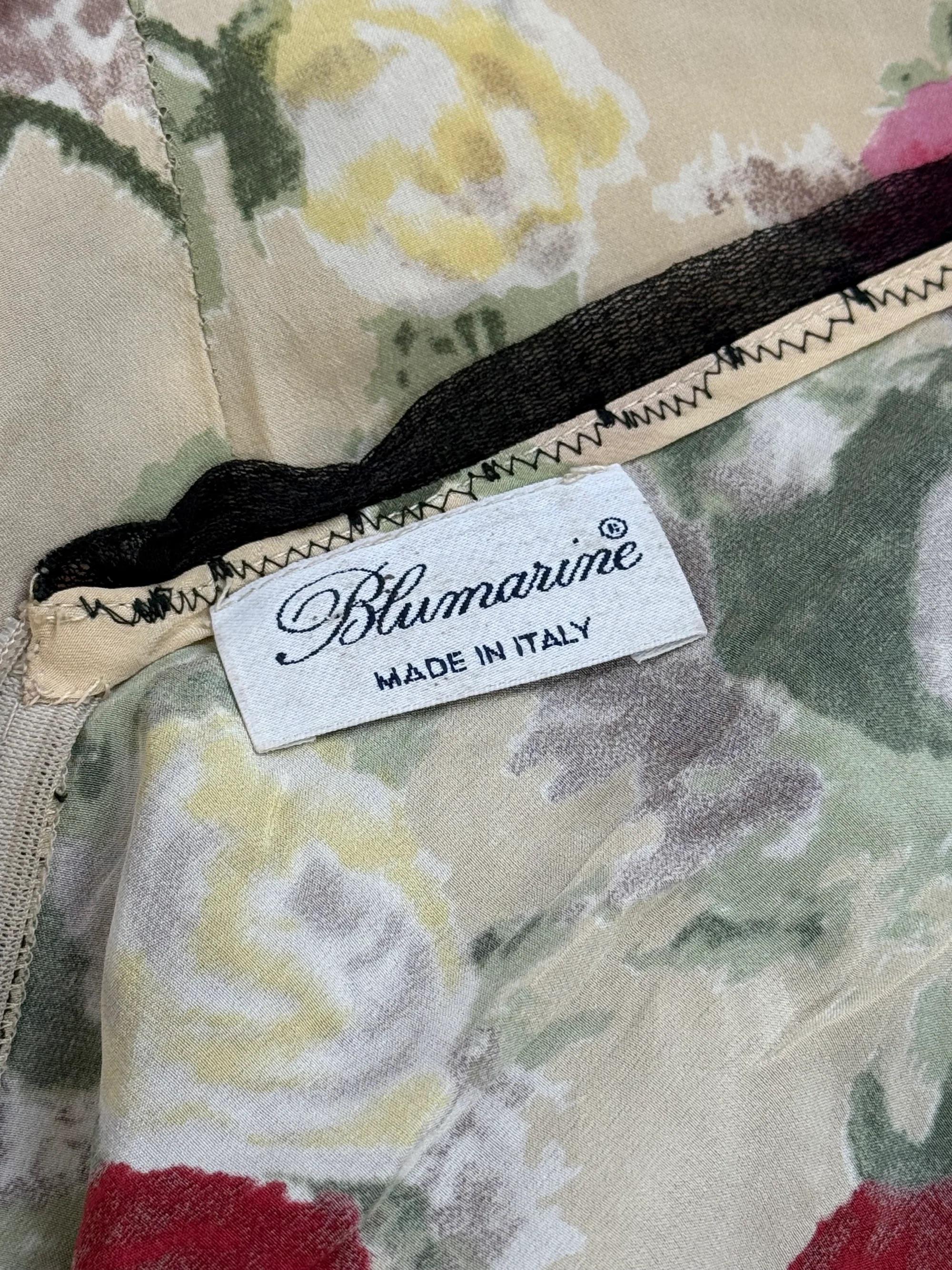 Blumarine Silk Floral Dress w Mesh, SS 1999 For Sale 2