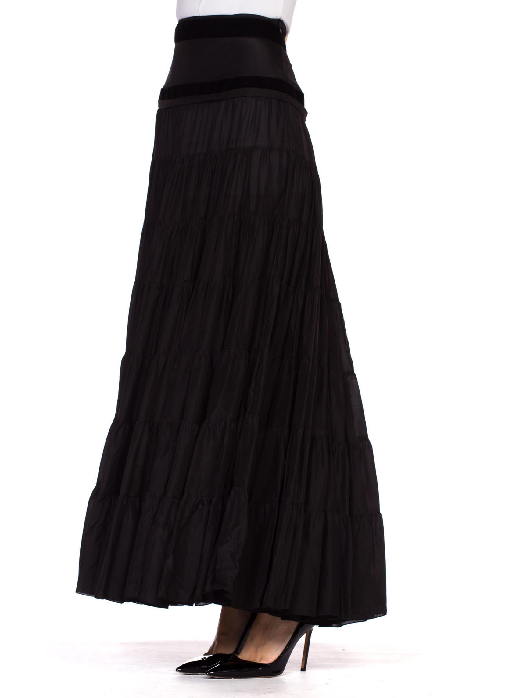 2000S BLUMARINE Black Silk Full Boho Maxi Skirt , Sz 44 For Sale at 1stDibs