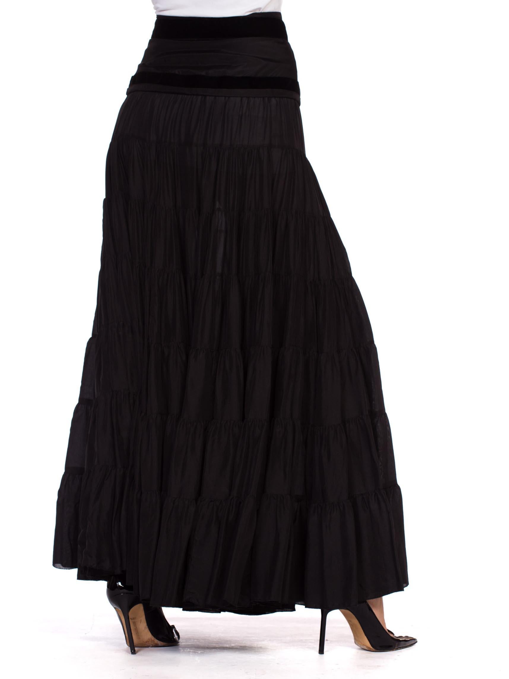 2000S BLUMARINE Black Silk Full Boho Maxi Skirt , Sz 44 3