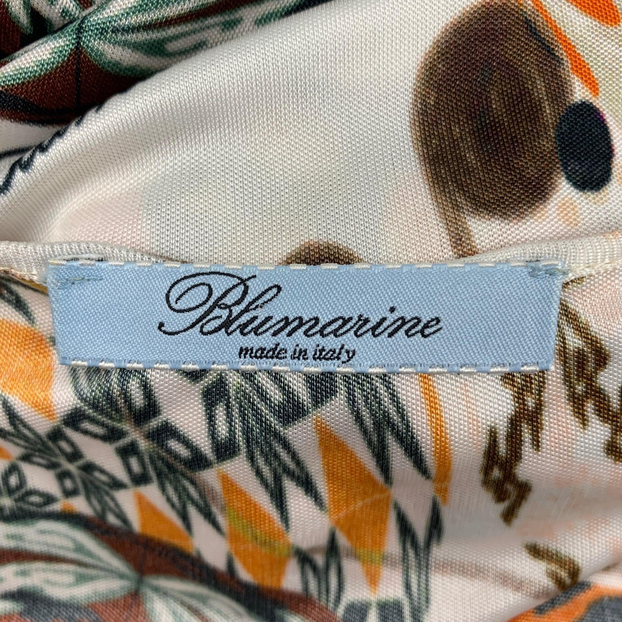 BLUMARINE Taille 2 - Robe à manches courtes abstraite en mélange d'acétate multicolore en vente 1