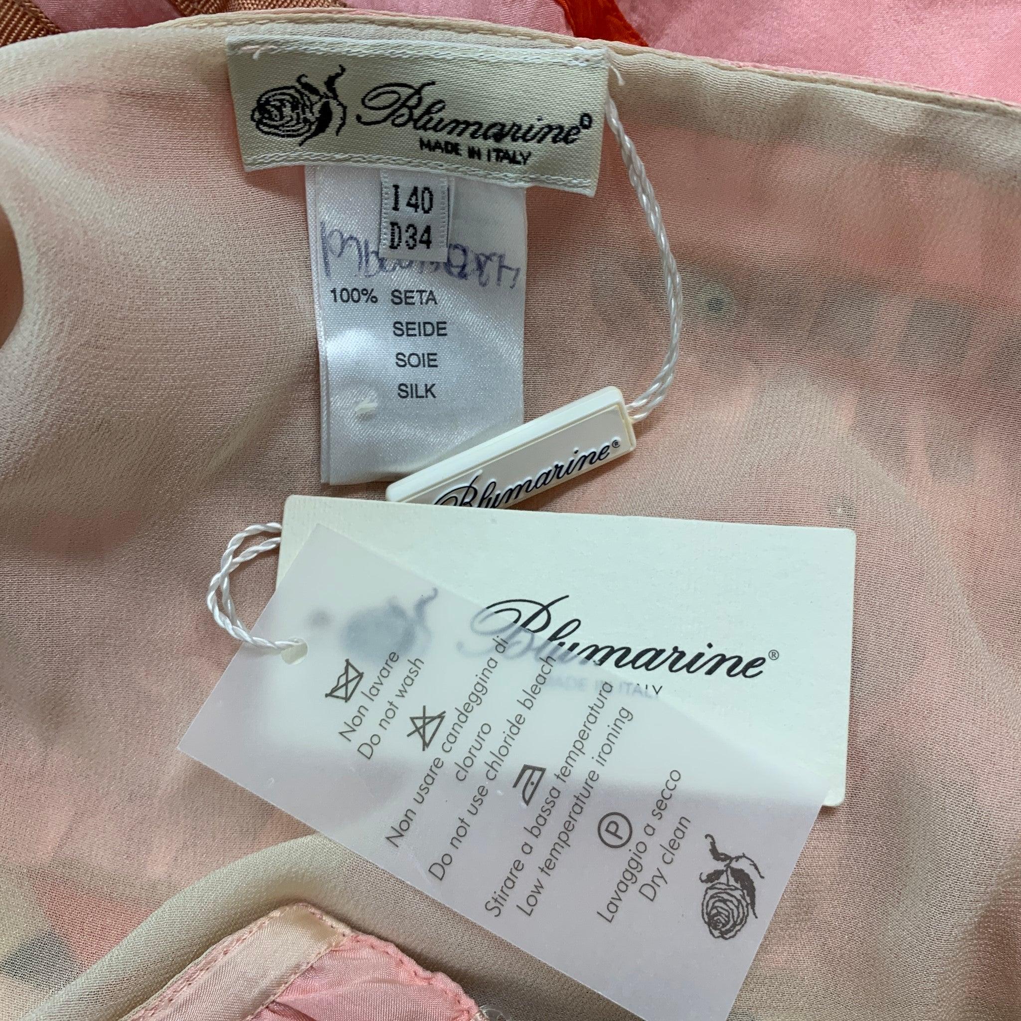 BLUMARINE Taille 4 - Jupe trapèze à volants en soie rose beige Pour femmes en vente
