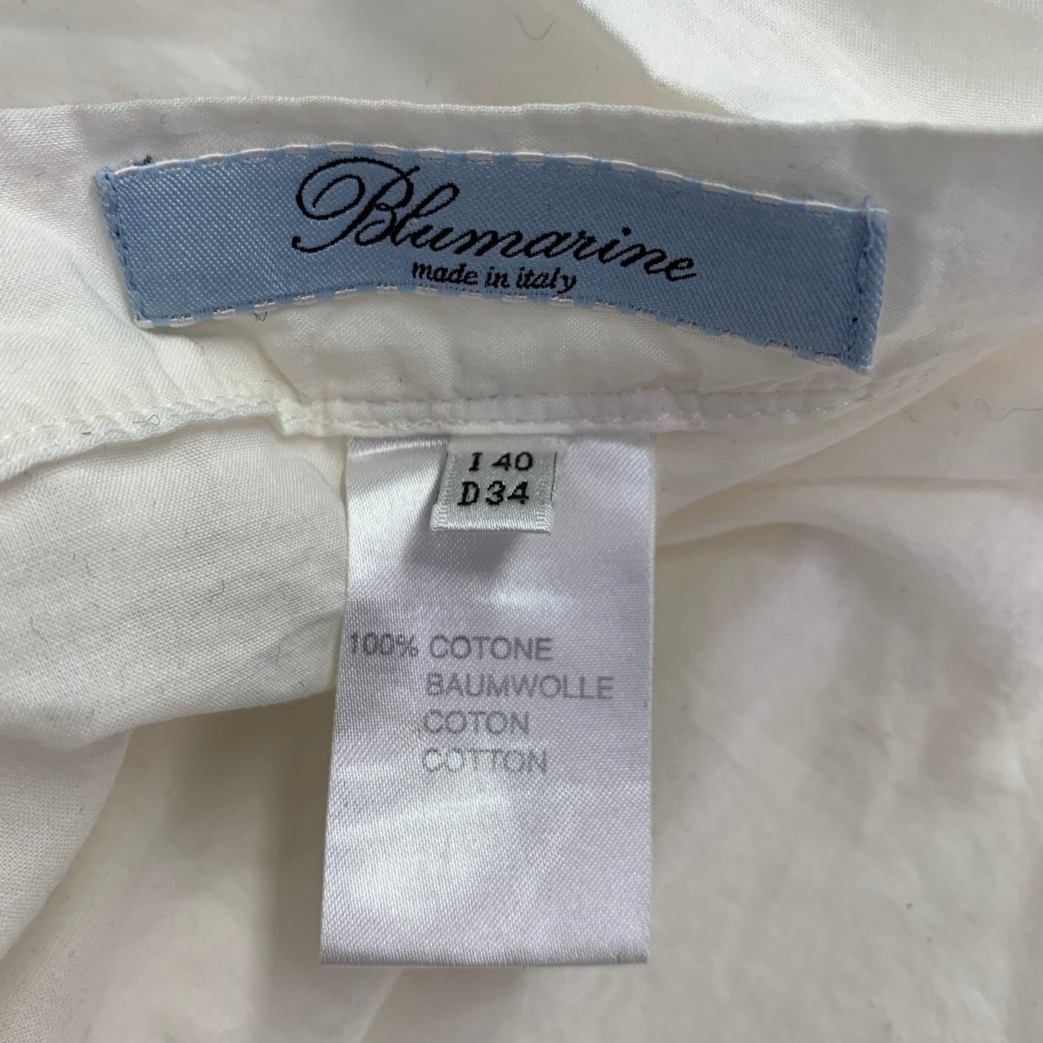 Gray BLUMARINE Size 4 White Cotton Ruffled Long Skirt