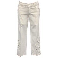 BLUMARINE Talla 4 Denim Blanco Bordado Recortado Jeans