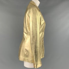BLUMARINE Size 8 Gold Leather Metallic Lambskin Jacket