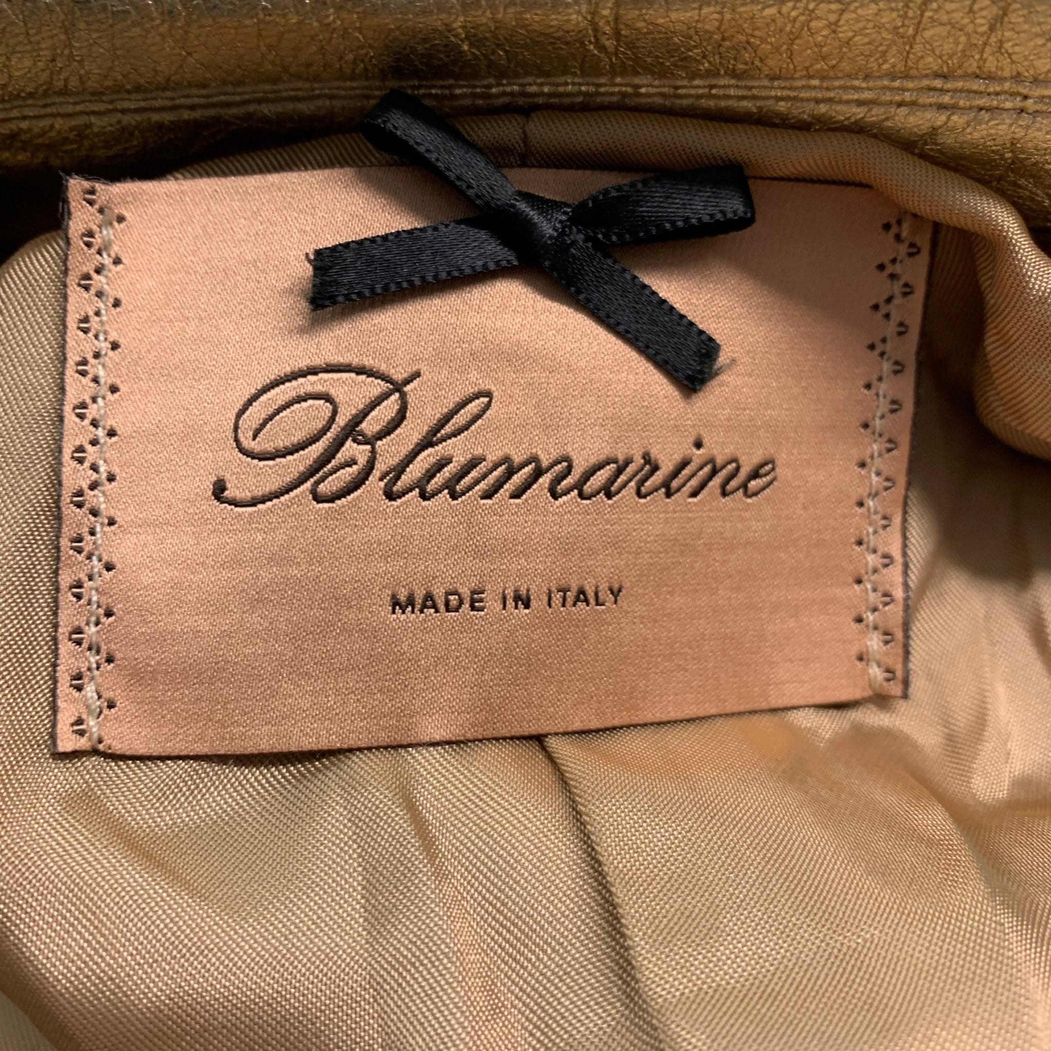 BLUMARINE Size 8 Gold Leather Metallic Lambskin Jacket For Sale 1