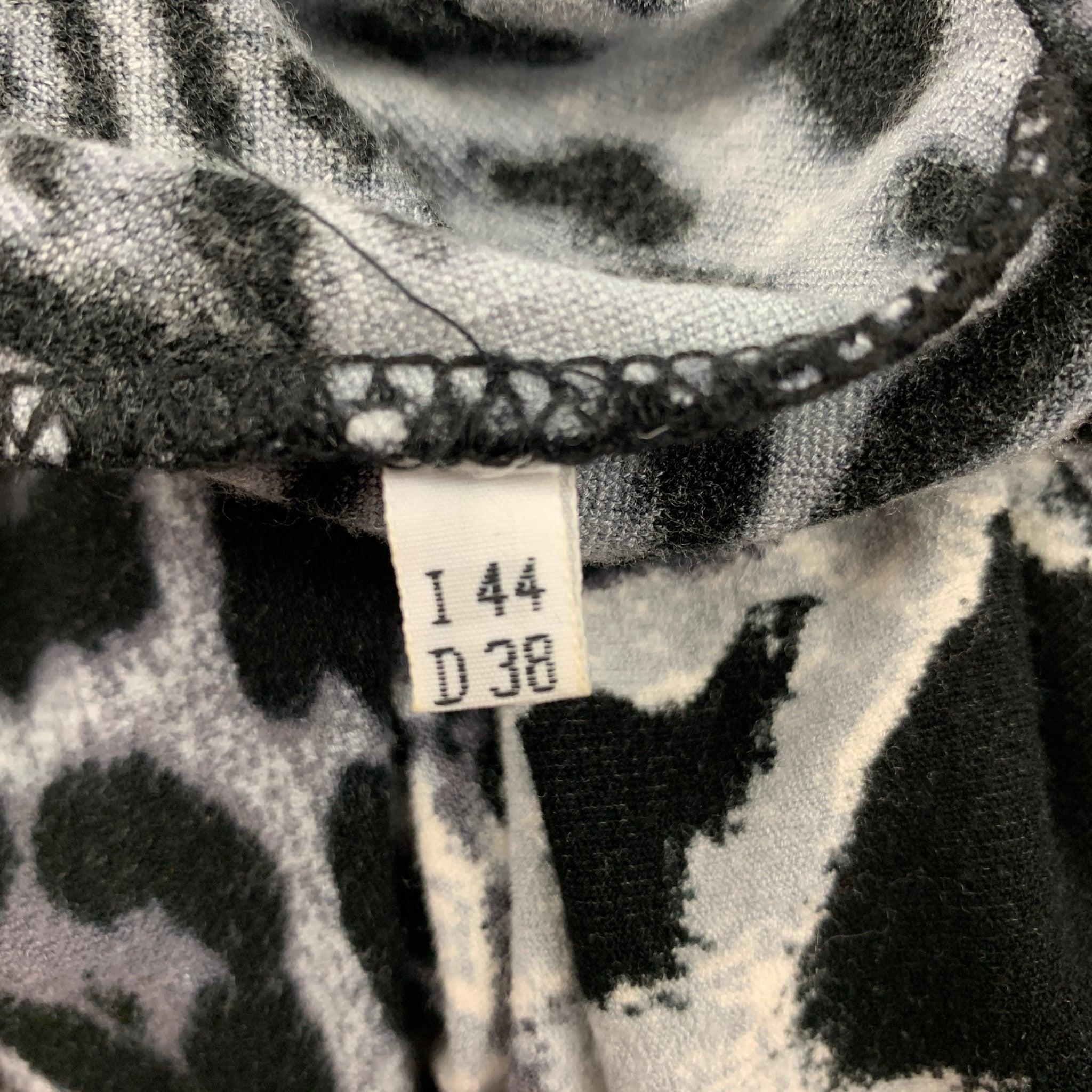 BLUMARINE Größe 8 Grau & Schwarzer Jersey-Pullover mit Tierdruck und Tiermuster 2