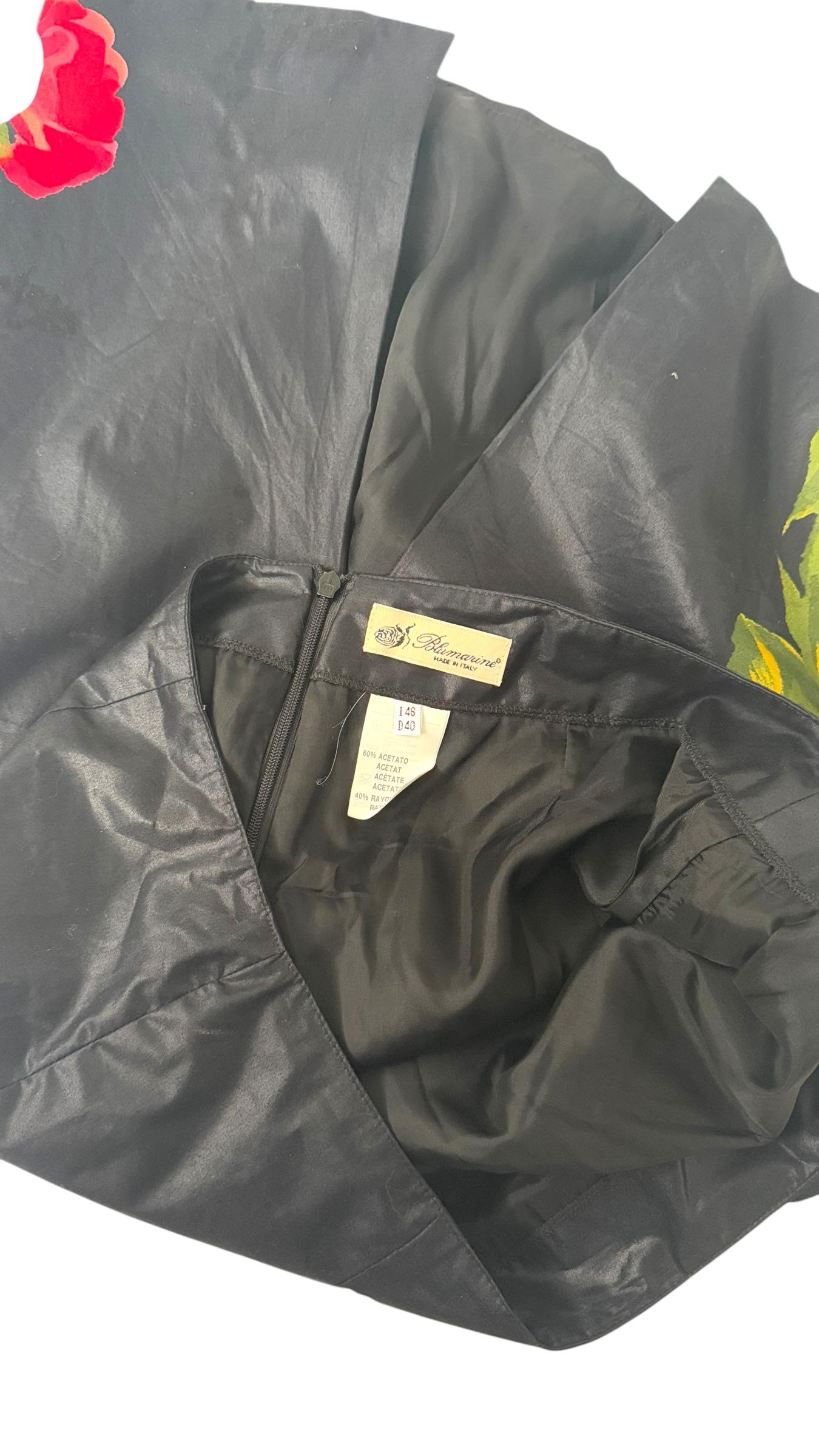 Blumarine Primavera/Verano 2001 Falda Midi Estampada Rosa Negra en venta 5