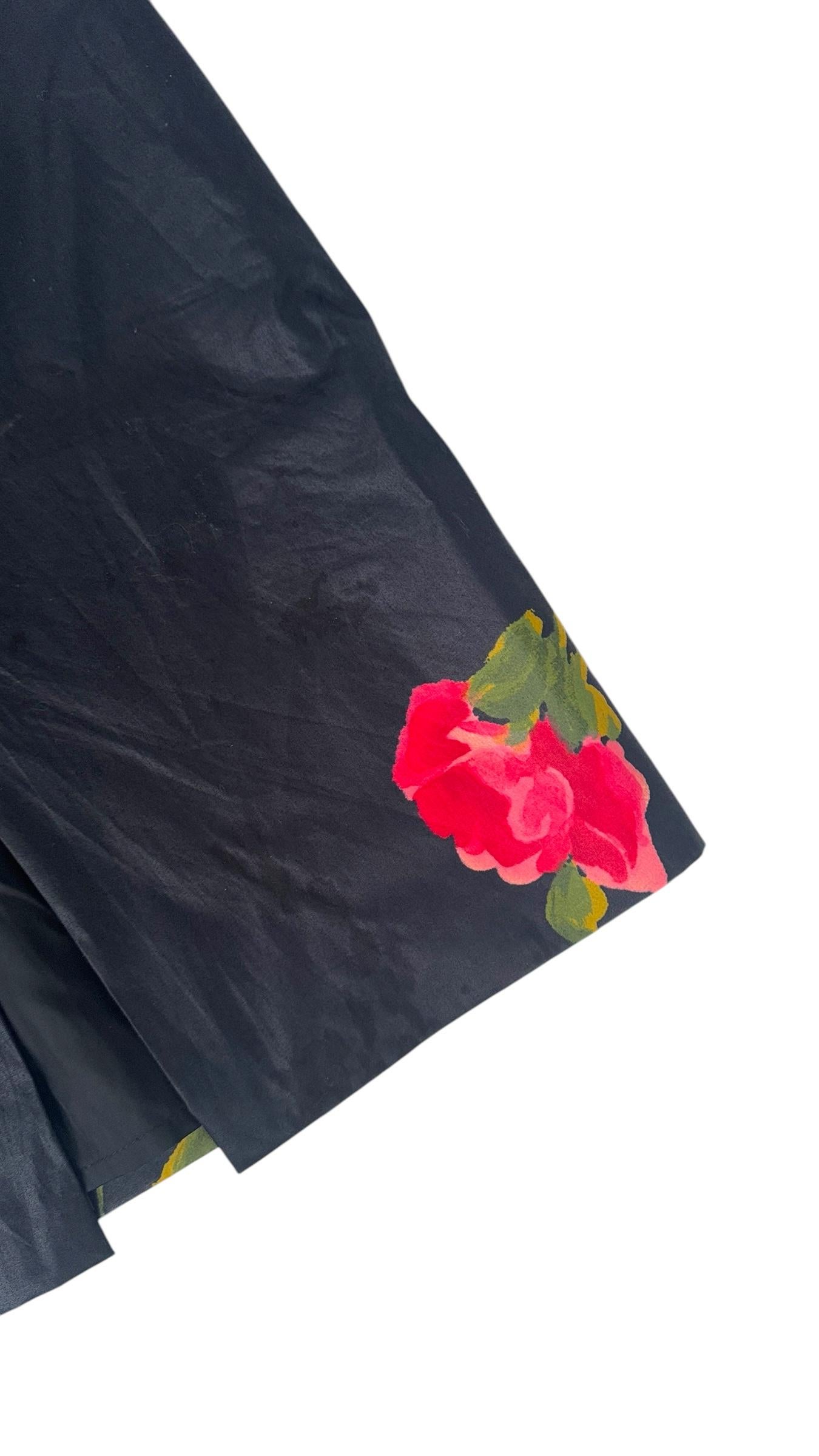 Blumarine Primavera/Verano 2001 Falda Midi Estampada Rosa Negra en venta 3