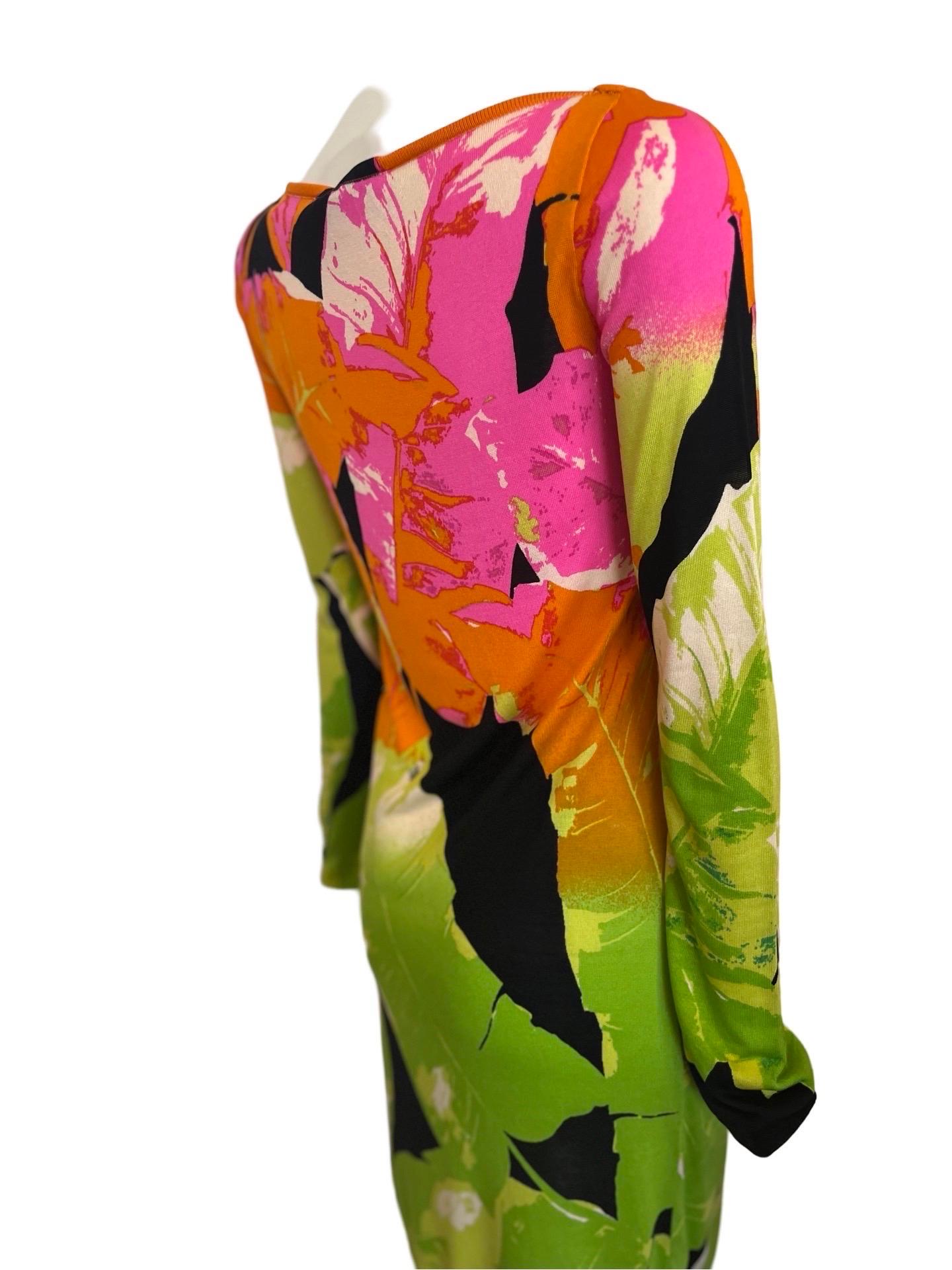 Blumarine Tropical Knit Silk Dress For Sale 1