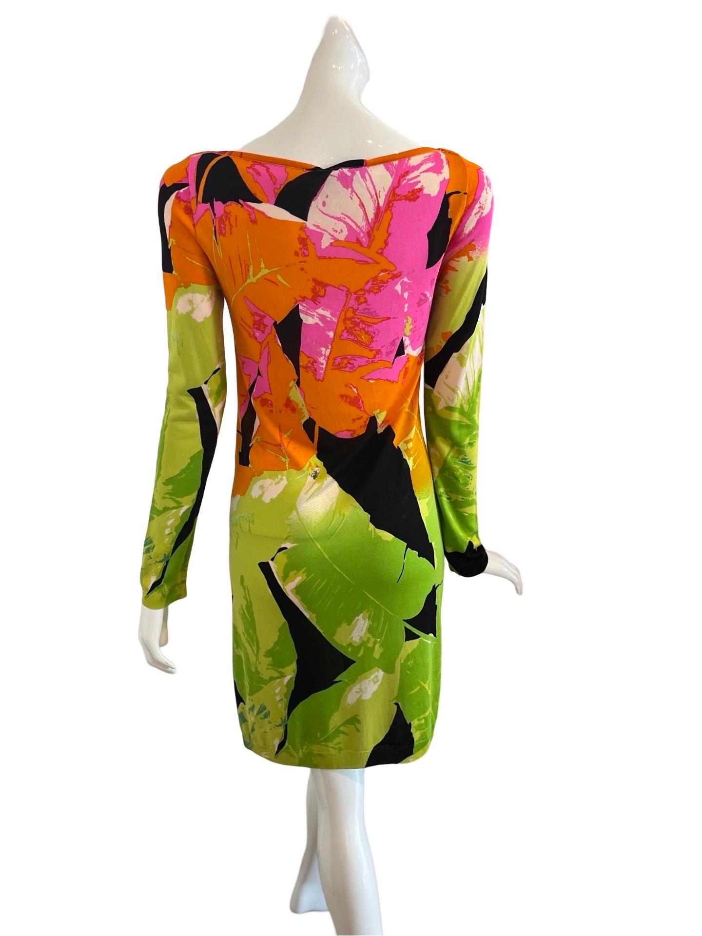 Blumarine Tropical Knit Silk Dress For Sale 2