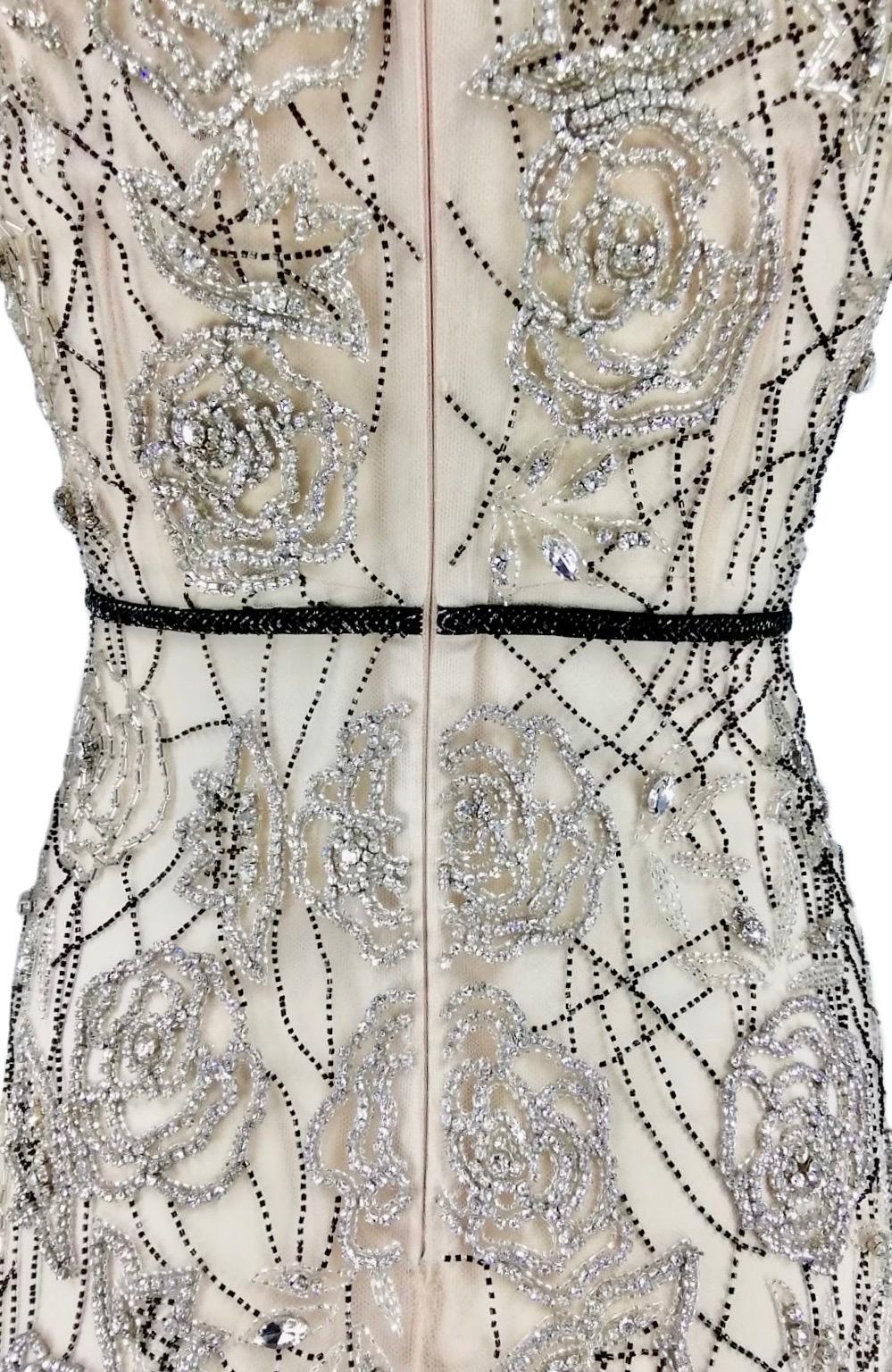 Blumarine tulle dress embroidered with beads and crystals For Sale 7
