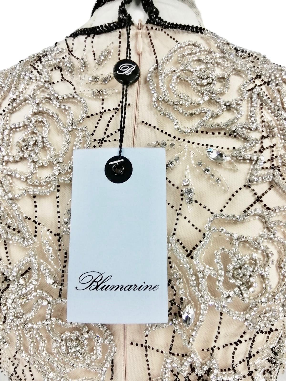 Blumarine tulle dress embroidered with beads and crystals For Sale 9