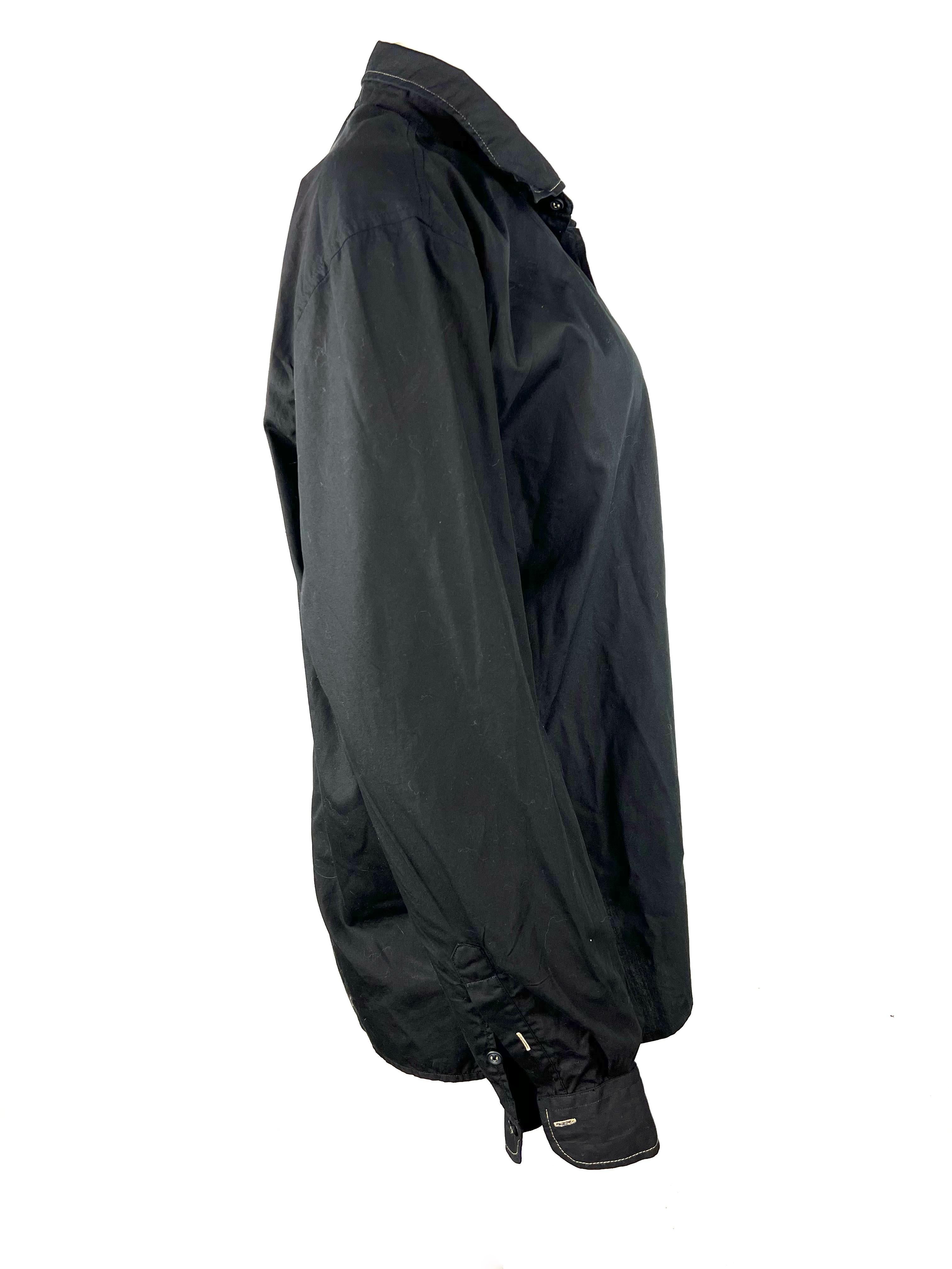 Blumarine UONO Schwarzes Baumwollhemd mit Knopfleiste, Größe XXL im Zustand „Hervorragend“ im Angebot in Beverly Hills, CA