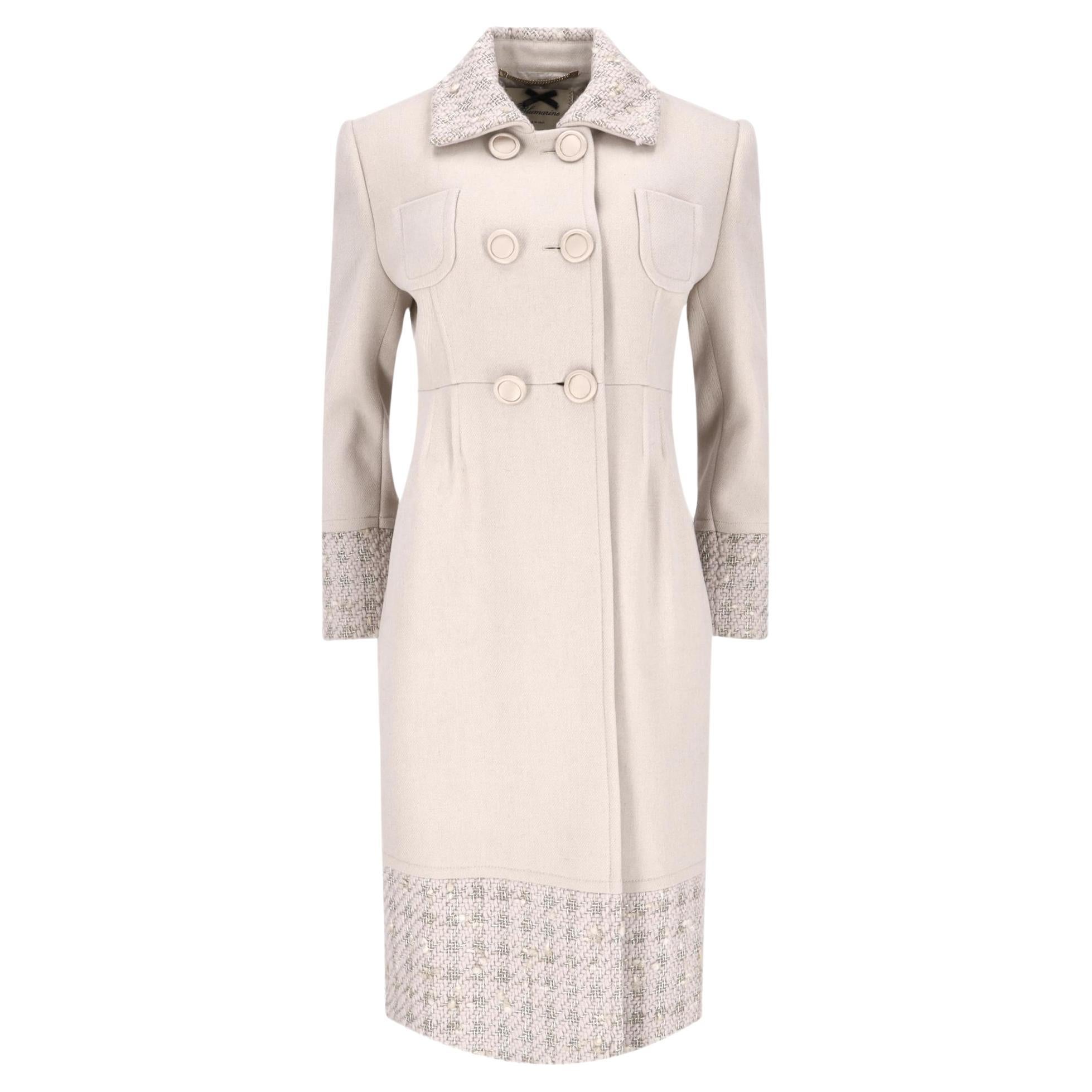 Blumarine Manteau en laine vierge et alpaga avec bordure en tweed
