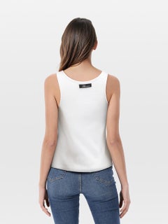 Blumarine White Logo Embellished Vest Top Size M