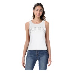 Blumarine White Logo Embellished Vest Top Size M