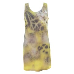 Blumarine Vestido Corto Amarillo Estampado Detalle Aplique S