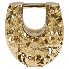 Blumera Simurgh and Hummingbirds Minaudière Carved in Solid Brass