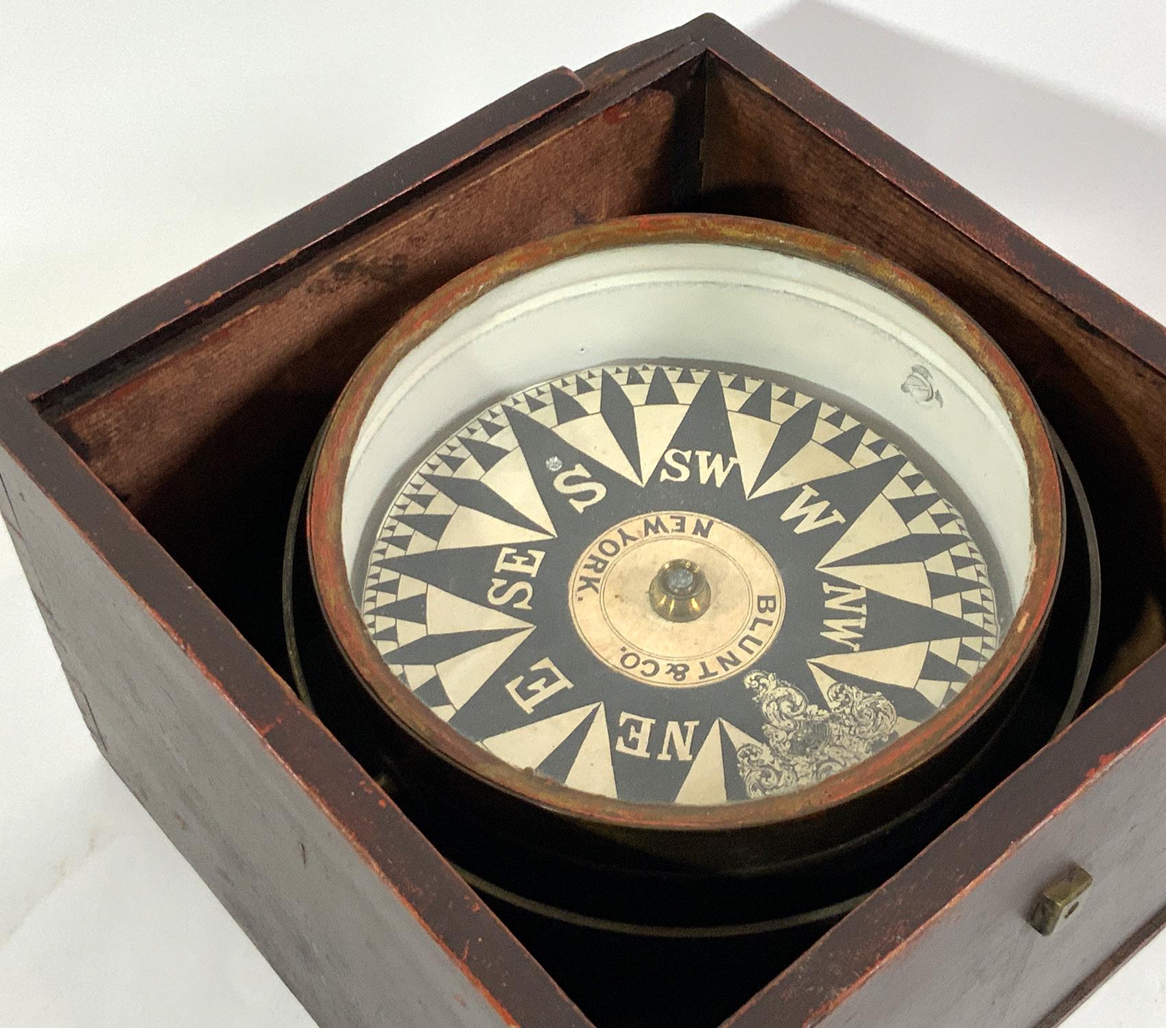Late 19th Century Blunt and Company Maritime Compass For Sale