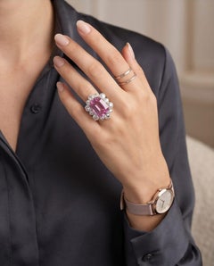 Blush Aurora – Rosecut Halo - Anello di design con kunzite e diamanti con taglio a rosa in oro 18 carati